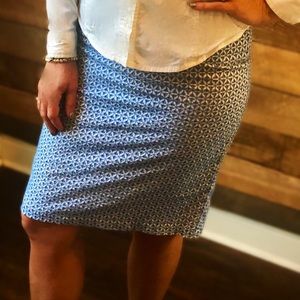 Preppy blue and white mini pencil skirt